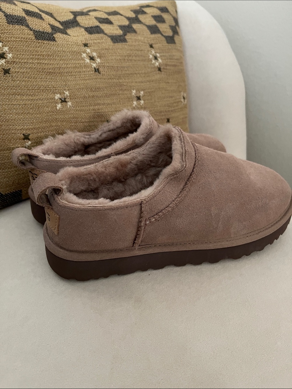UGG Women's Suede Slip-On Slippers in Rocky Oak Wore once